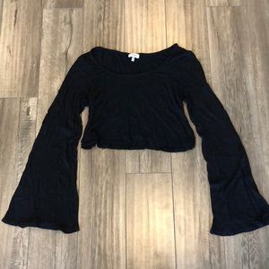 Tobi Black Long Sleeve Crop Top